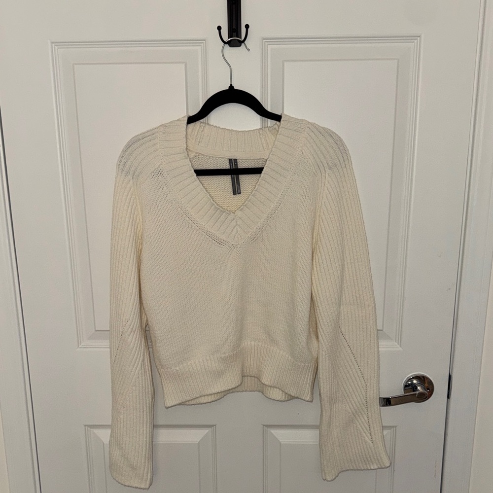 Anthropologie Cream V-Neck Sweater